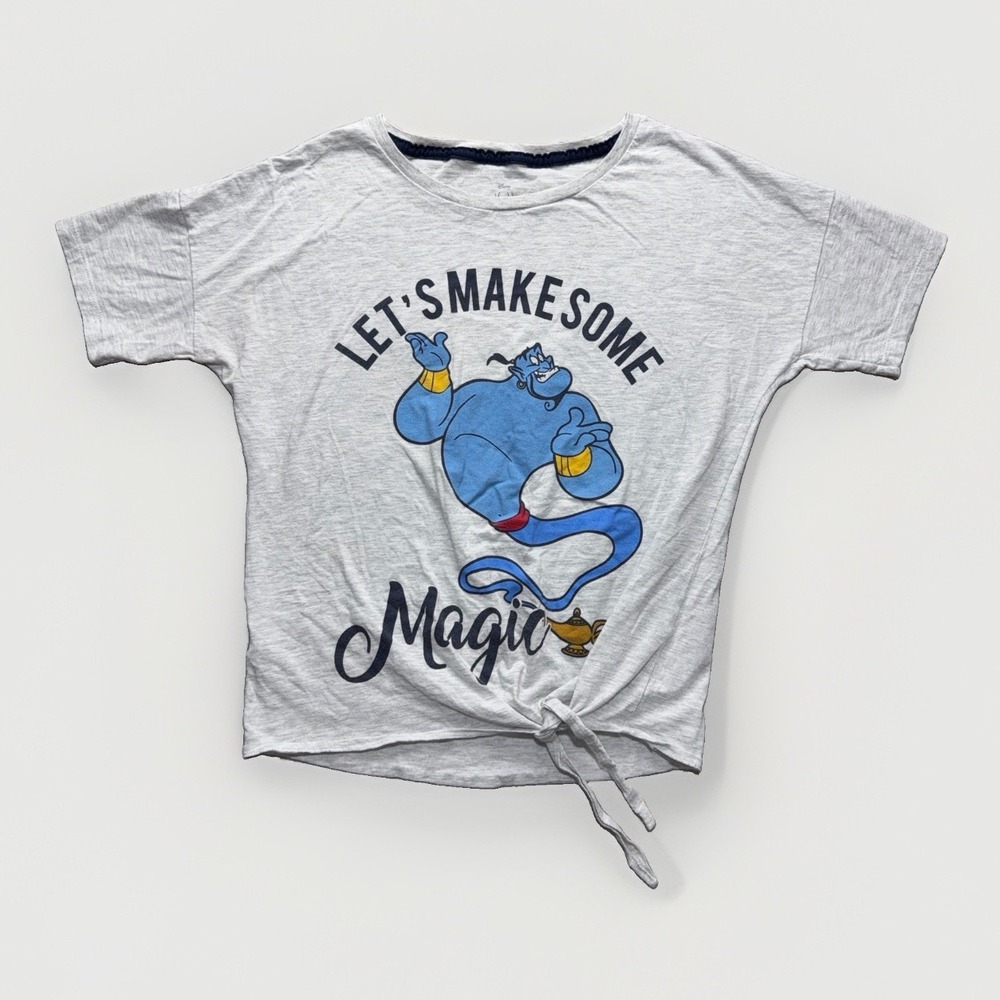Disney Aladdin Womens M Genie T Shirt Lets Make Some Magic Tie Front Graphic Tee